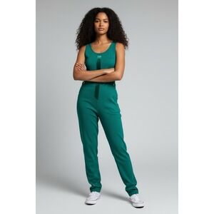 Vintage Fiorucci Women's Jumpsuit Size Large Green Sleeveless Skinny